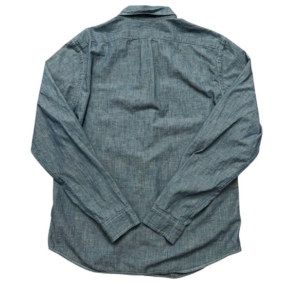 J.Crew Shirt Mens Size L Long Sleeve Button Pocket Chambray Slim Fit Blue - Picture 3 of 6